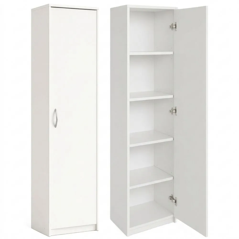 Armario versátil con 1 puerta y 5 compartimentos, ideal para oficina y hogar, 180 x 40 x 35 cm (blanco)