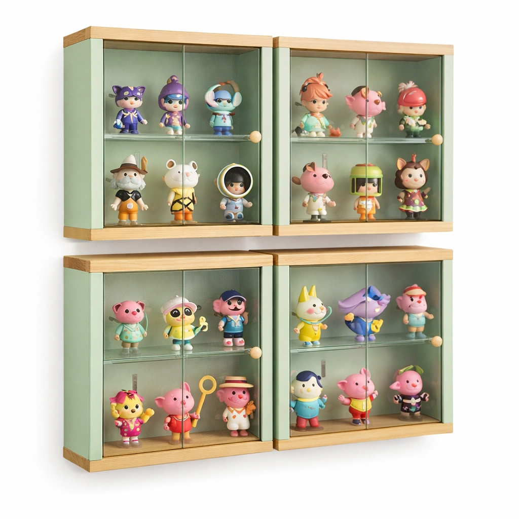 Wand Vitrine Set mit Glas Tueren