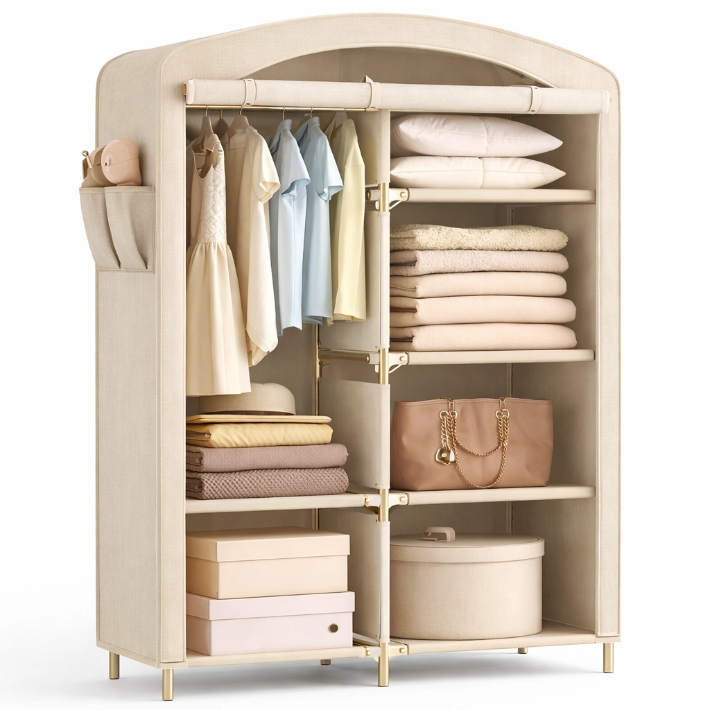 Stoff Kleiderschrank mit Stauraum