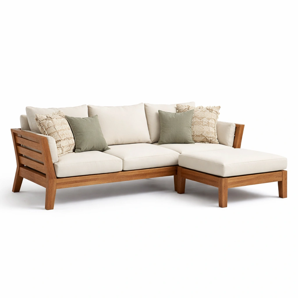 Ecksofa Holz mit Polsterauflage