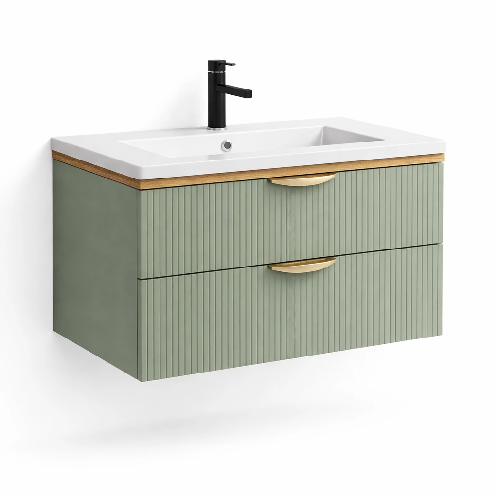 Waschbecken Unterschrank mit Rillenfront