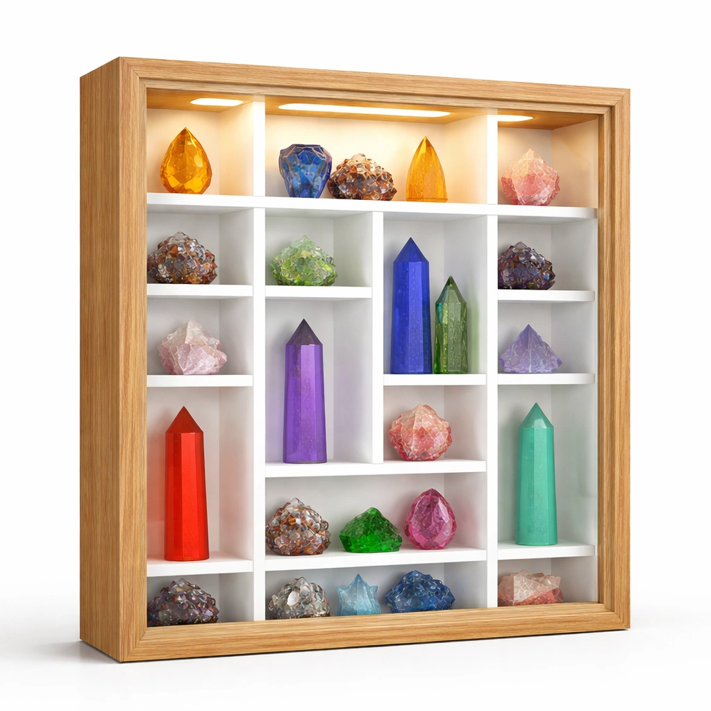 Vitrinenschrank mit Faechern und Beleuchtung