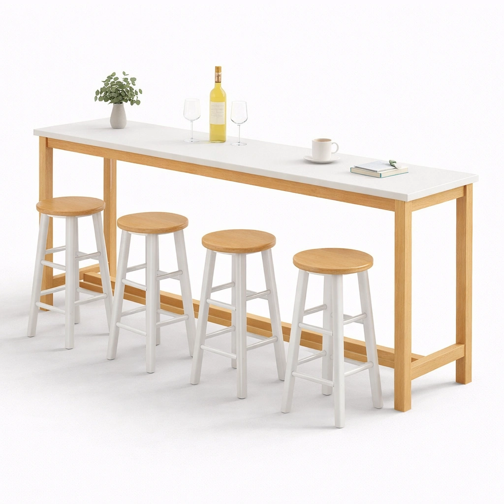 Bar Tisch mit Hockern Holzoptik