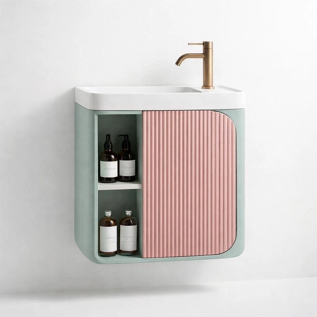 Kompakter Waschbeckenunterschrank Pastell Design