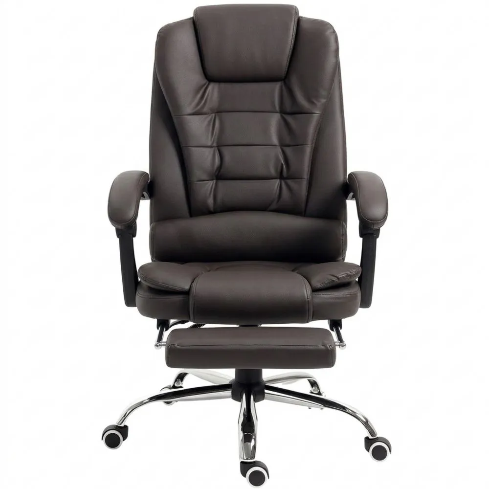 Silla de Oficina Reclinable con Reposapiés, Altura Ajustable y Tapizado de PU