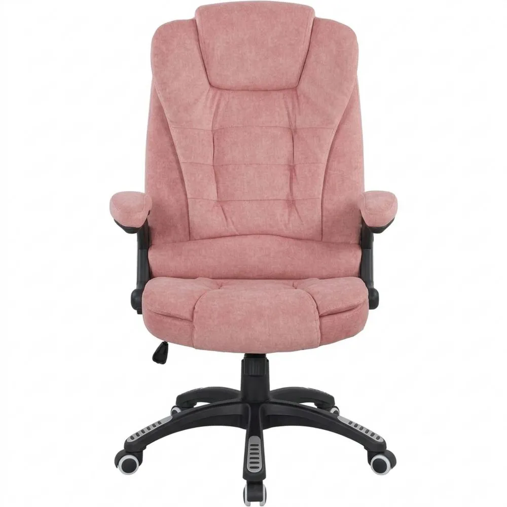 Silla de Oficina con Masaje de 6 Puntos y Función de Calefacción, Altura Ajustable, Respaldo Reclinable y Control Remoto, 65 x 71 x 110-120 cm, Color Rosa