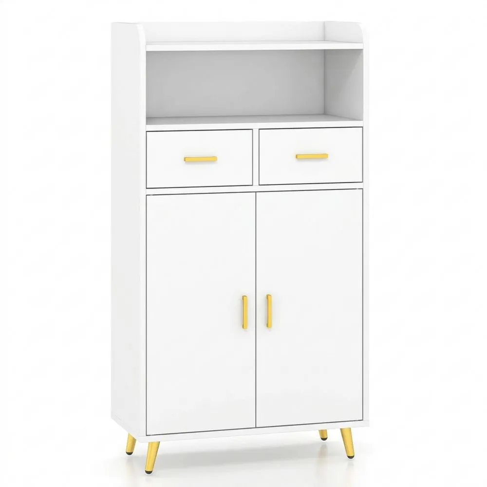 Aparador de Cocina con Estantes Abiertos y Cajones