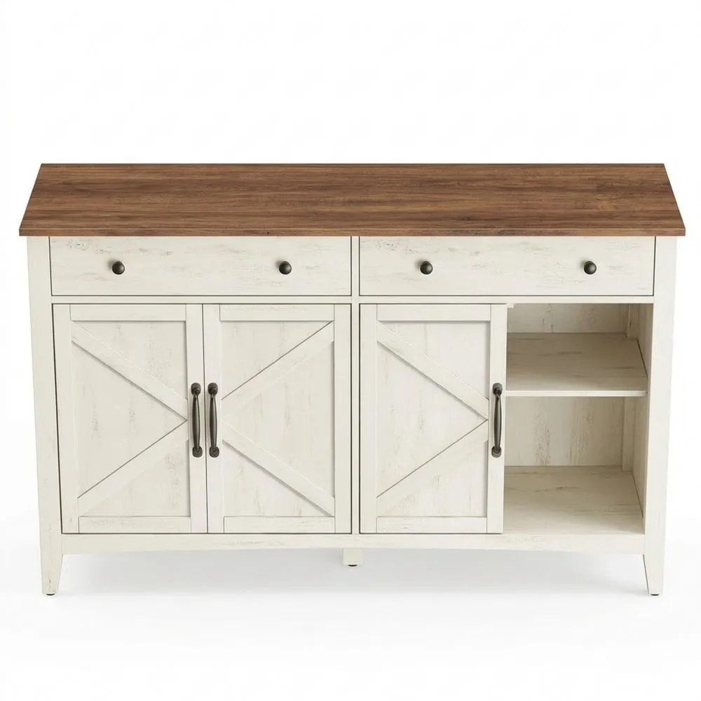 Aparador de Estilo Rústico con Cajón y Estantes Ajustables para Cocina