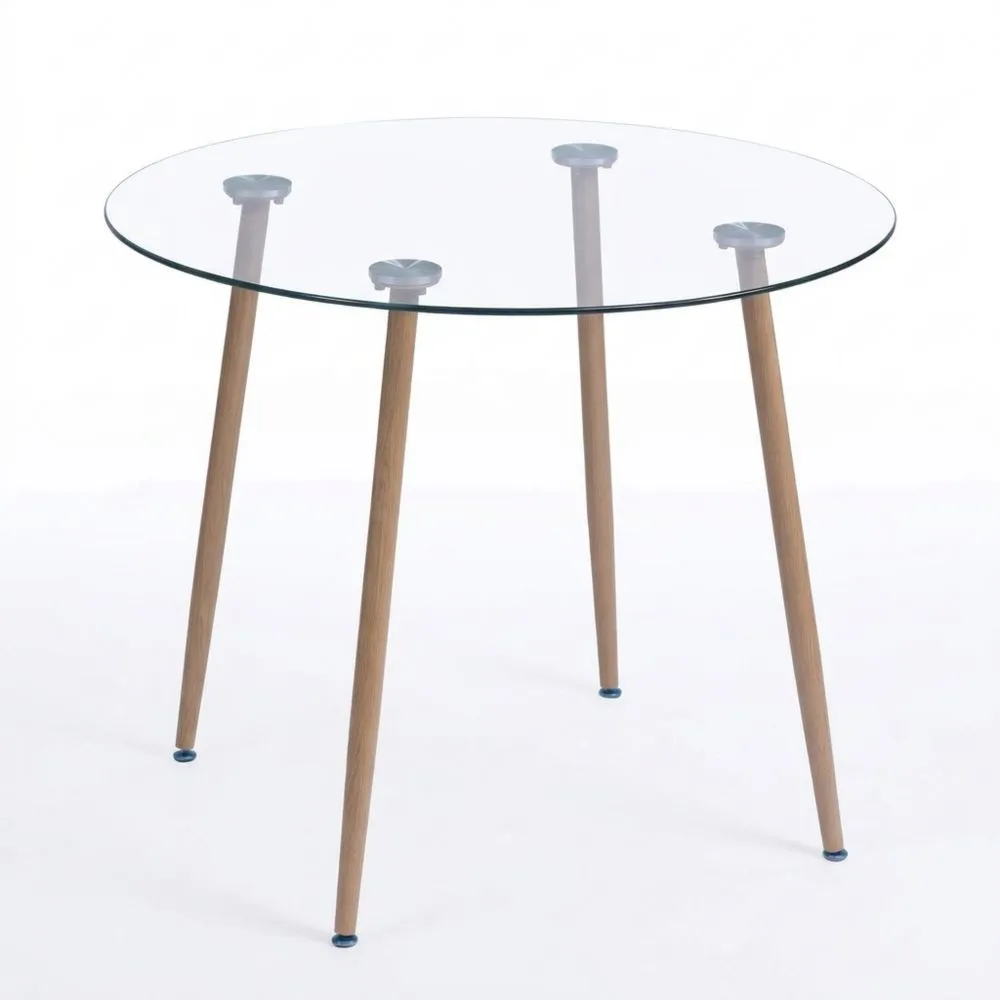 Mesa de comedor redonda de vidrio de 90 cm