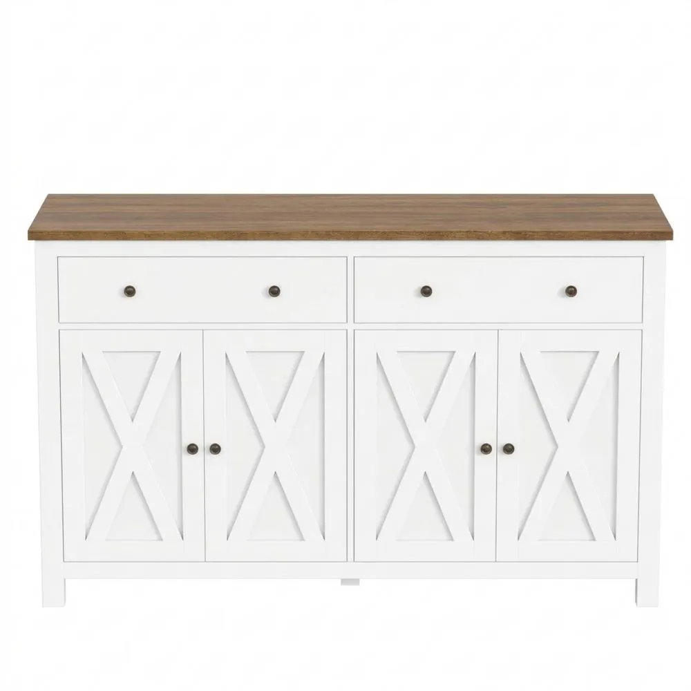 Aparador de Cocina Blanco con Cajones y Puertas