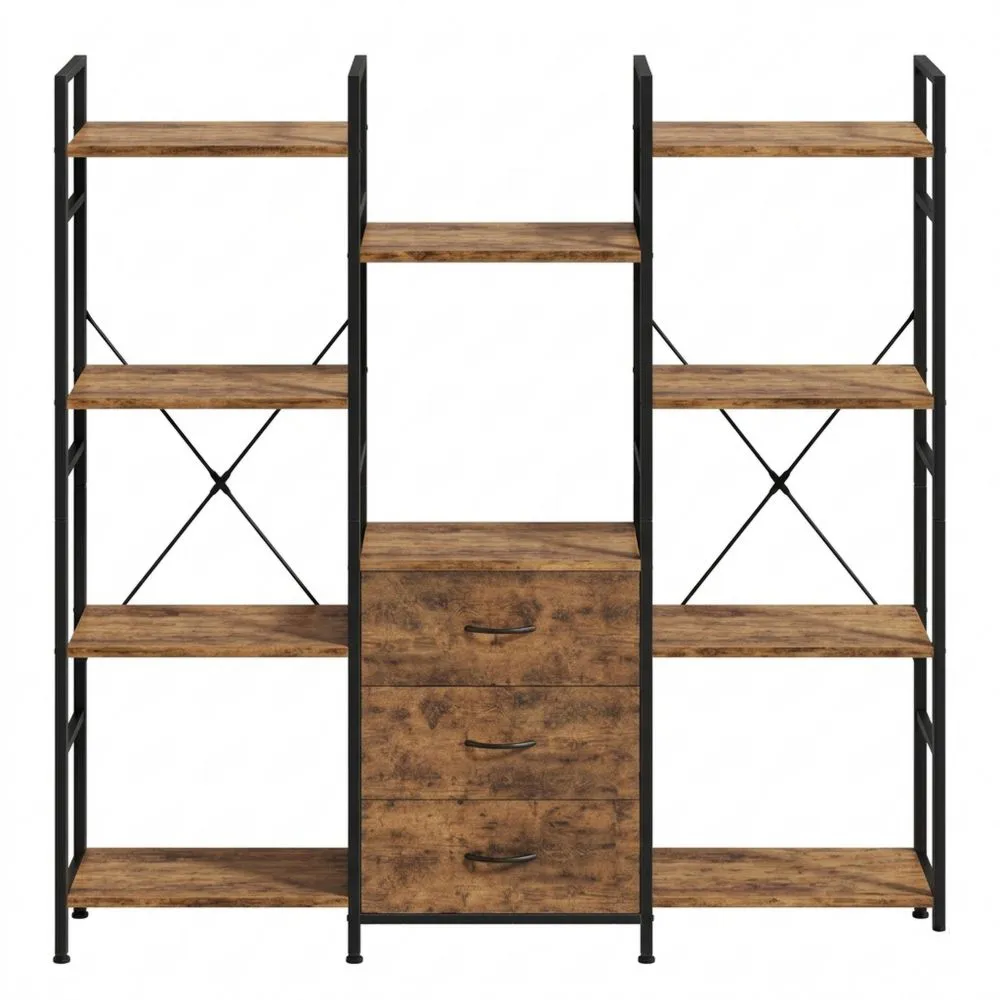 Estantería de 4 Niveles con Cajones de Tela para Sala y Estudio