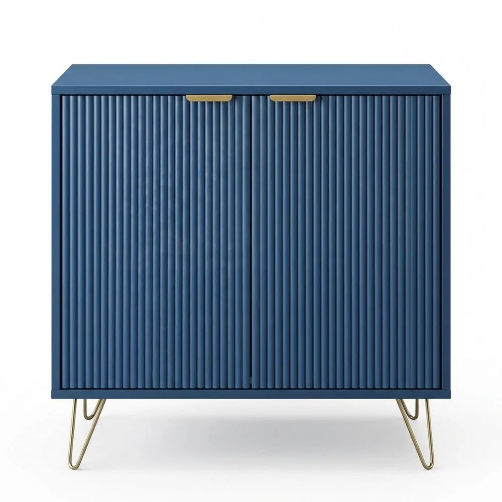 Aparador Azul Marino de 2 Puertas con Asa y Patas Doradas para Cocina, Sala y Dormitorio