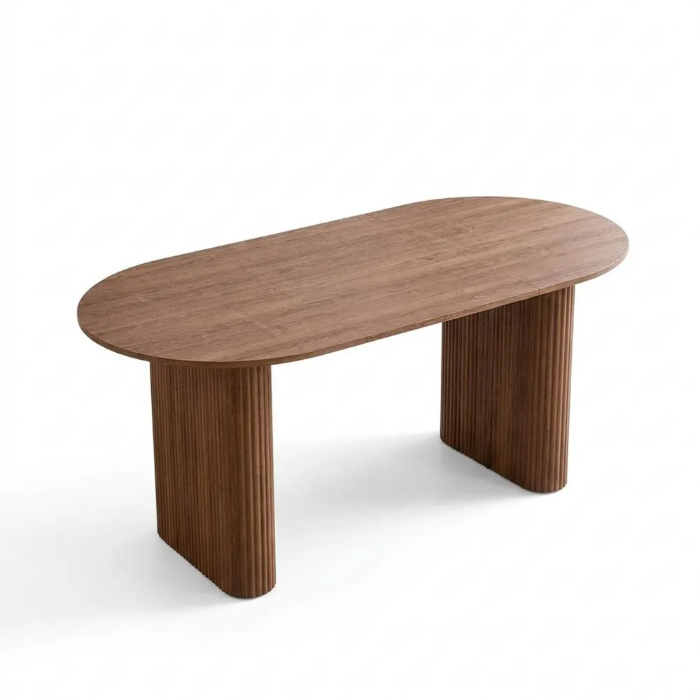 Mesa de Comedor Ovalada Grande 180 x 90 cm, Mesa Rústica con Tapa de MDF y Patas Elípticas