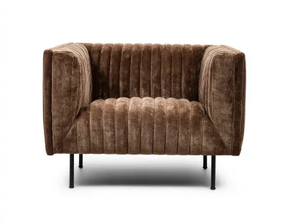 Sillón tapizado individual 80 x 75 x 75 cm - terciopelo marrón - para salón - estilo moderno con patas metálicas-Lodilihome