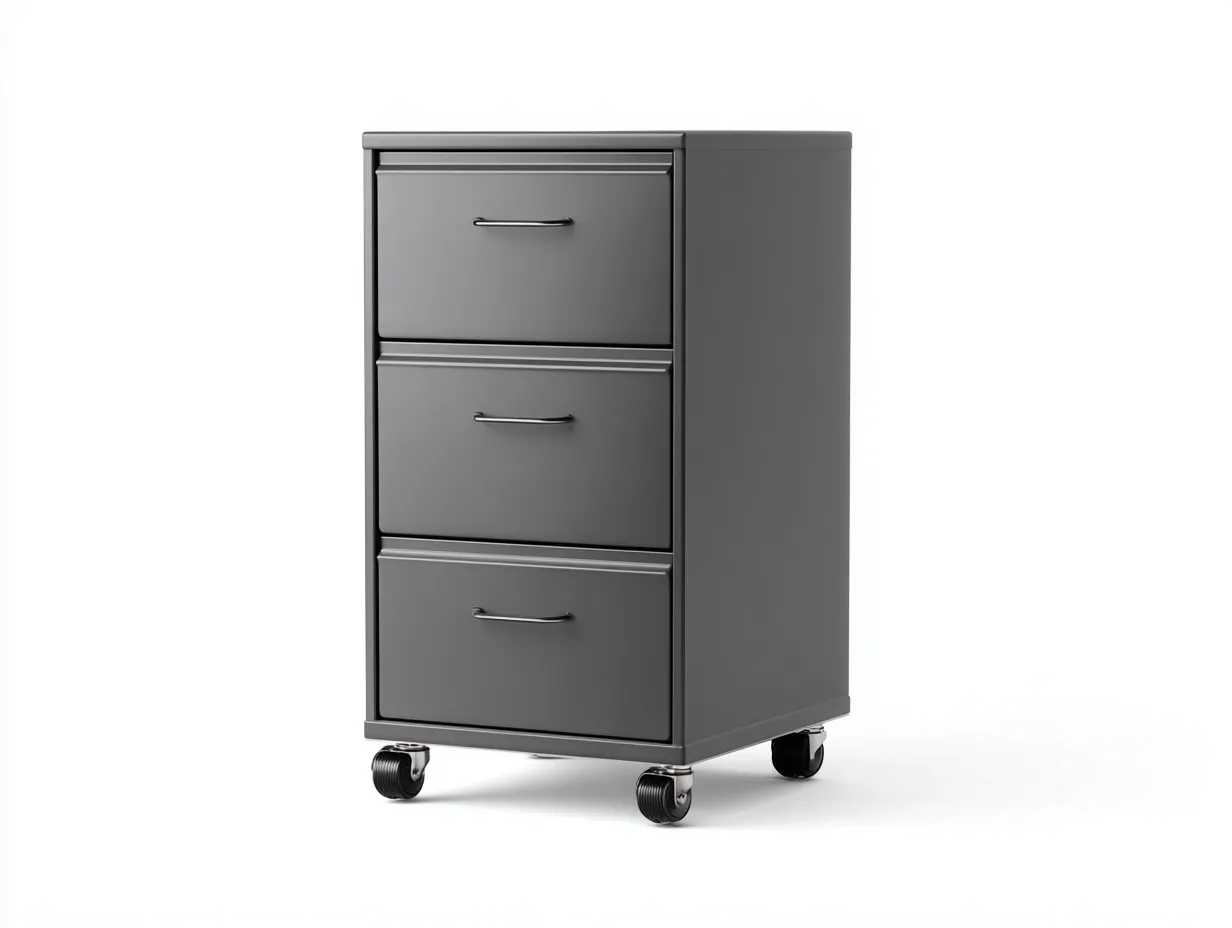 Archivador móvil 3 cajones 40 x 50 x 75 cm - metal gris oscuro - con ruedas para oficina - diseño moderno funcional-Lodilihome