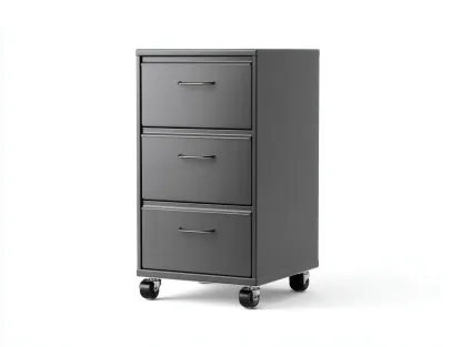 Archivador móvil 3 cajones 40 x 50 x 75 cm - metal gris oscuro - con ruedas para oficina - diseño moderno funcional-Lodilihome