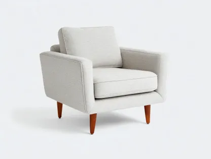 Sillón en tela 91 x 85 x 84 cm - gris perla y nogal cálido - para salón - estilo contemporáneo con líneas rectas, cojín suelto y patas de madera-Lodilihome