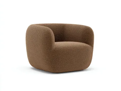 Sillón en tejido bouclé 88 x 84 x 71 cm - marrón canela - para salón - estilo orgánico contemporáneo con respaldo curvo y asiento envolvente-Lodilihome