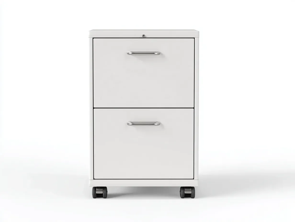 Archivador con ruedas 2 cajones 40 x 50 x 75 cm - metal blanco y plateado - para oficina y hogar - diseño minimalista funcional-Lodilihome