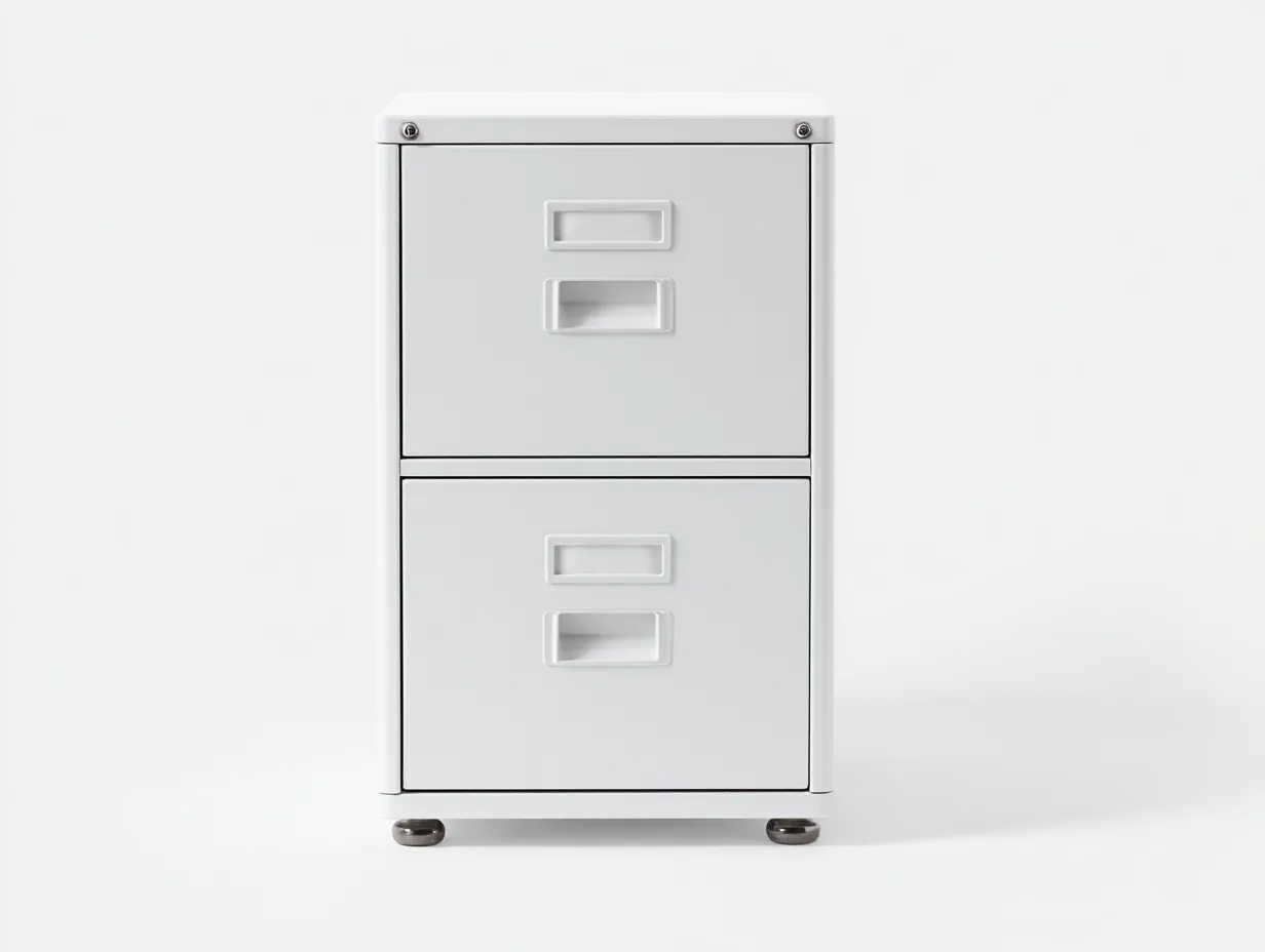 Archivador metálico 2 cajones 40 x 50 x 75 cm - blanco mate - para oficina y despacho - diseño compacto con patas elevadas-Lodilihome