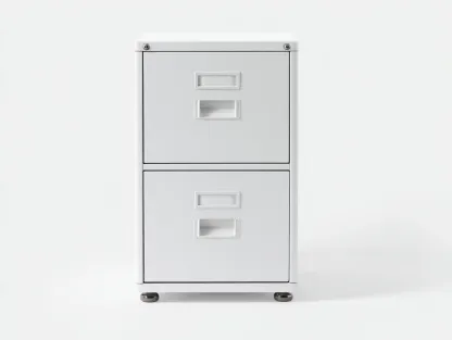 Archivador metálico 2 cajones 40 x 50 x 75 cm - blanco mate - para oficina y despacho - diseño compacto con patas elevadas-Lodilihome