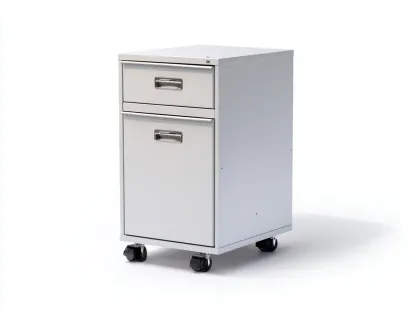 Archivador móvil con cajón y puerta 40 x 50 x 70 cm - metal gris claro - con ruedas para oficina - diseño funcional compacto-Lodilihome