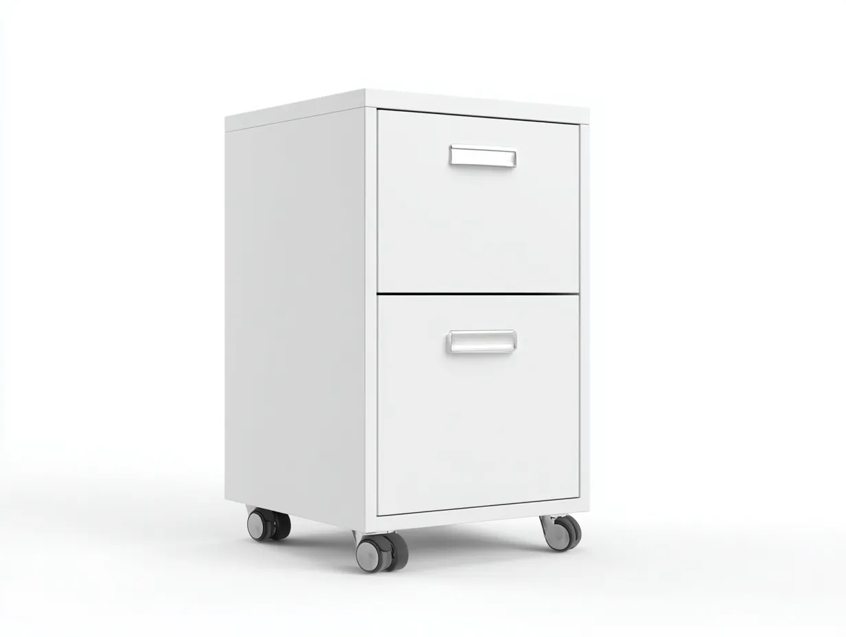 Archivador móvil con 2 cajones 40 x 55 x 80 cm - metal blanco - con ruedas y sistema compacto para oficina-Lodilihome