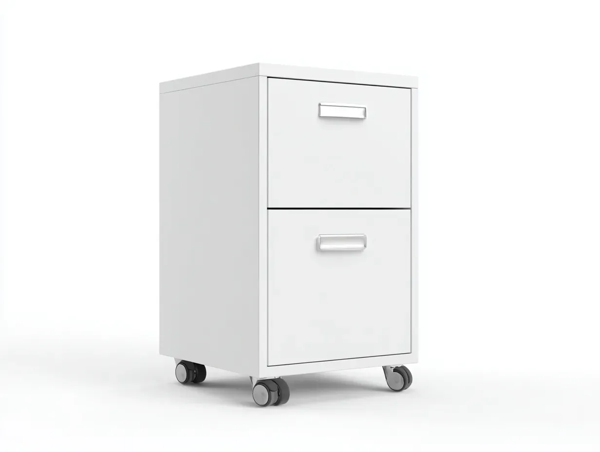 Archivador móvil con 2 cajones 40 x 55 x 80 cm - metal blanco - con ruedas y sistema compacto para oficina-Lodilihome