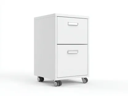 Archivador móvil con 2 cajones 40 x 55 x 80 cm - metal blanco - con ruedas y sistema compacto para oficina-Lodilihome