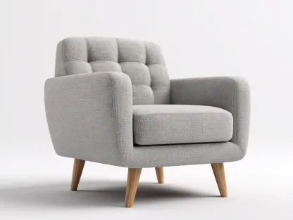 Sillón en tela 90 x 84 x 82 cm - gris claro y roble natural - para salón - estilo nórdico con respaldo acolchado y patas de madera inclinadas-Lodilihome