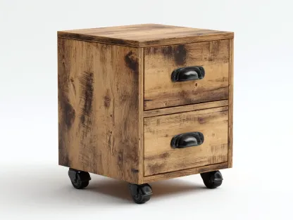 Archivador rústico con ruedas 2 cajones 40 x 50 x 65 cm - madera envejecida y negro - para oficina y hogar - estilo vintage compacto-Lodilihome