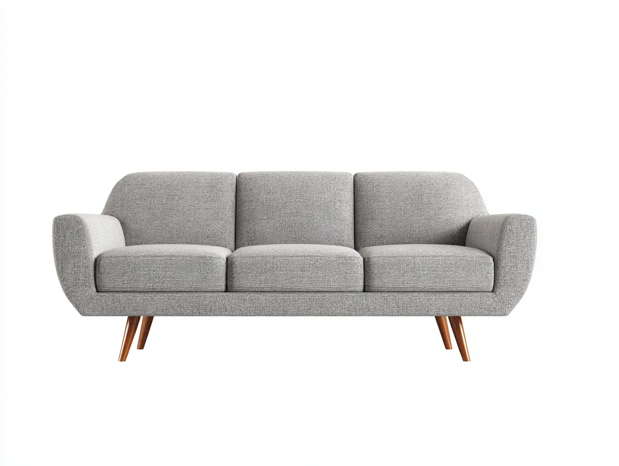 Sofá de 3 plazas de tela gris claro con patas de madera y líneas envolventes 206 x 84 x 82 cm - para salón - estilo moderno y acogedor-Lodilihome