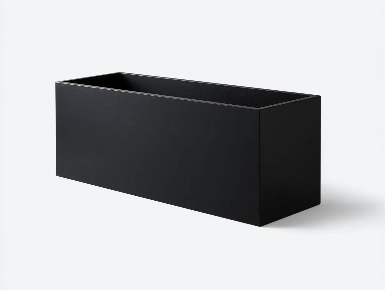 Macetero rectangular 100 x 30 x 30 cm - plástico negro mate - para jardín y terraza - diseño liso moderno funcional-Davexninest