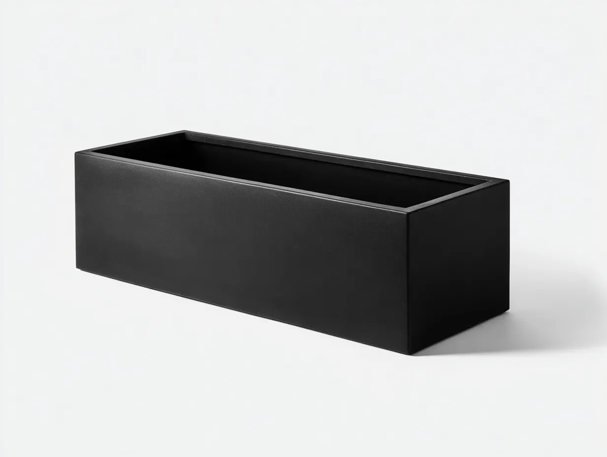 Macetero rectangular 100 x 30 x 28 cm - plástico negro - para exterior - diseño minimalista elegante-Davexninest