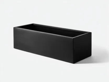 Macetero rectangular 100 x 30 x 28 cm - plástico negro - para exterior - diseño minimalista elegante-Davexninest