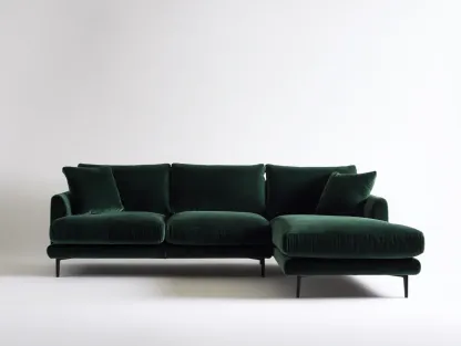 Sofá rinconero 255 x 155 x 83 cm - terciopelo verde oscuro - diseño contemporáneo para salón-Davexninest
