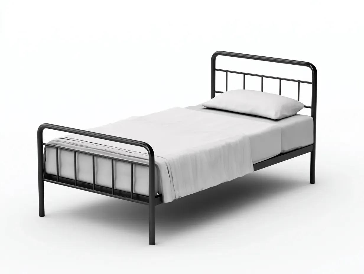 Cama individual de metal negro con cabecero y piecero rectos de barrotes 200 x 90 x 100 cm - para dormitorio - estilo minimalista e industrial-Davexninest