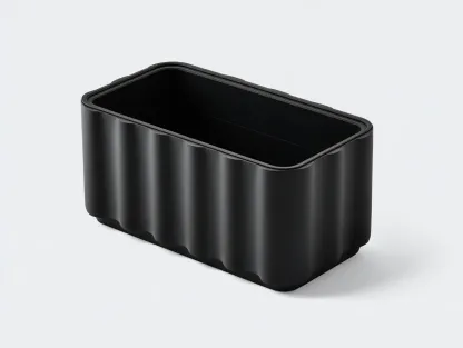 Macetero rectangular 62 x 28 x 28 cm - plástico negro - para exterior - diseño ondulado moderno decorativo-Davexninest
