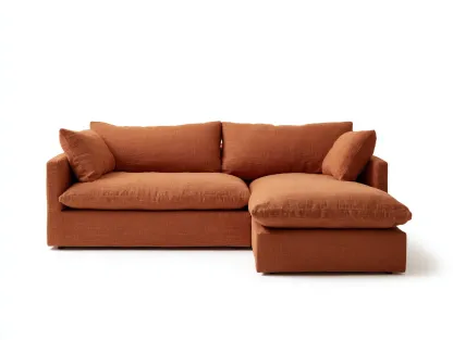 Sofá rinconero 205 x 150 x 82 cm - tapizado naranja cálido - diseño moderno confortable para salón-Davexninest