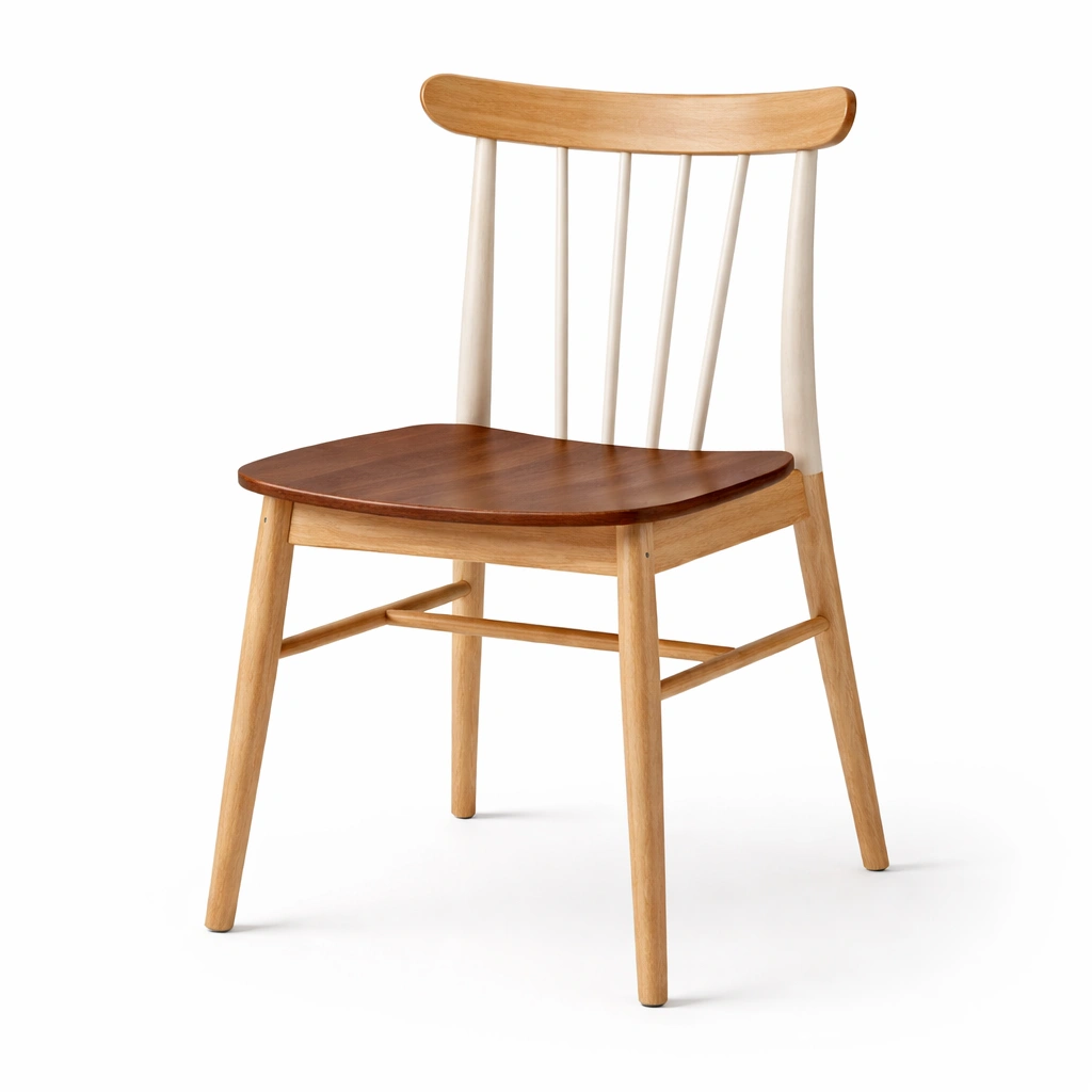 Esszimmerstuhl holz weiß braun-NESTKORA