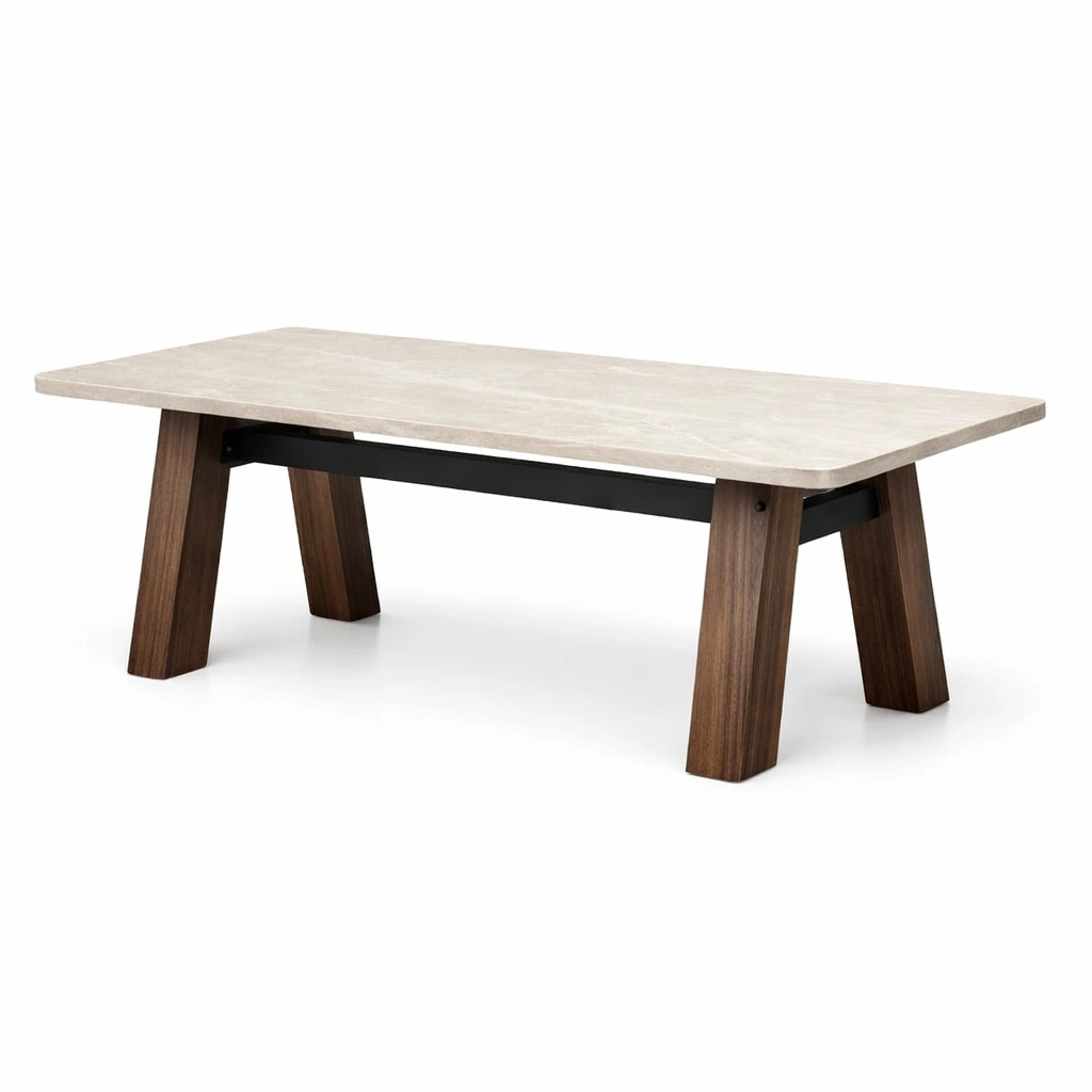 Esstisch rechteckig keramik tischplatte walnussholz beine 200x100x75cm-NESTKORA