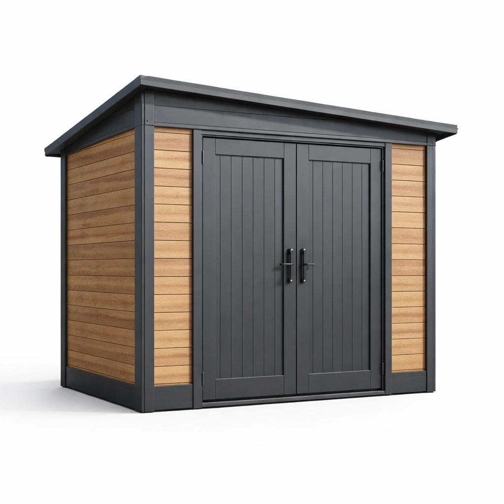 Gartenhaus metall und holzoptik mit doppeltür 250x200x200 cm-NESTKORA