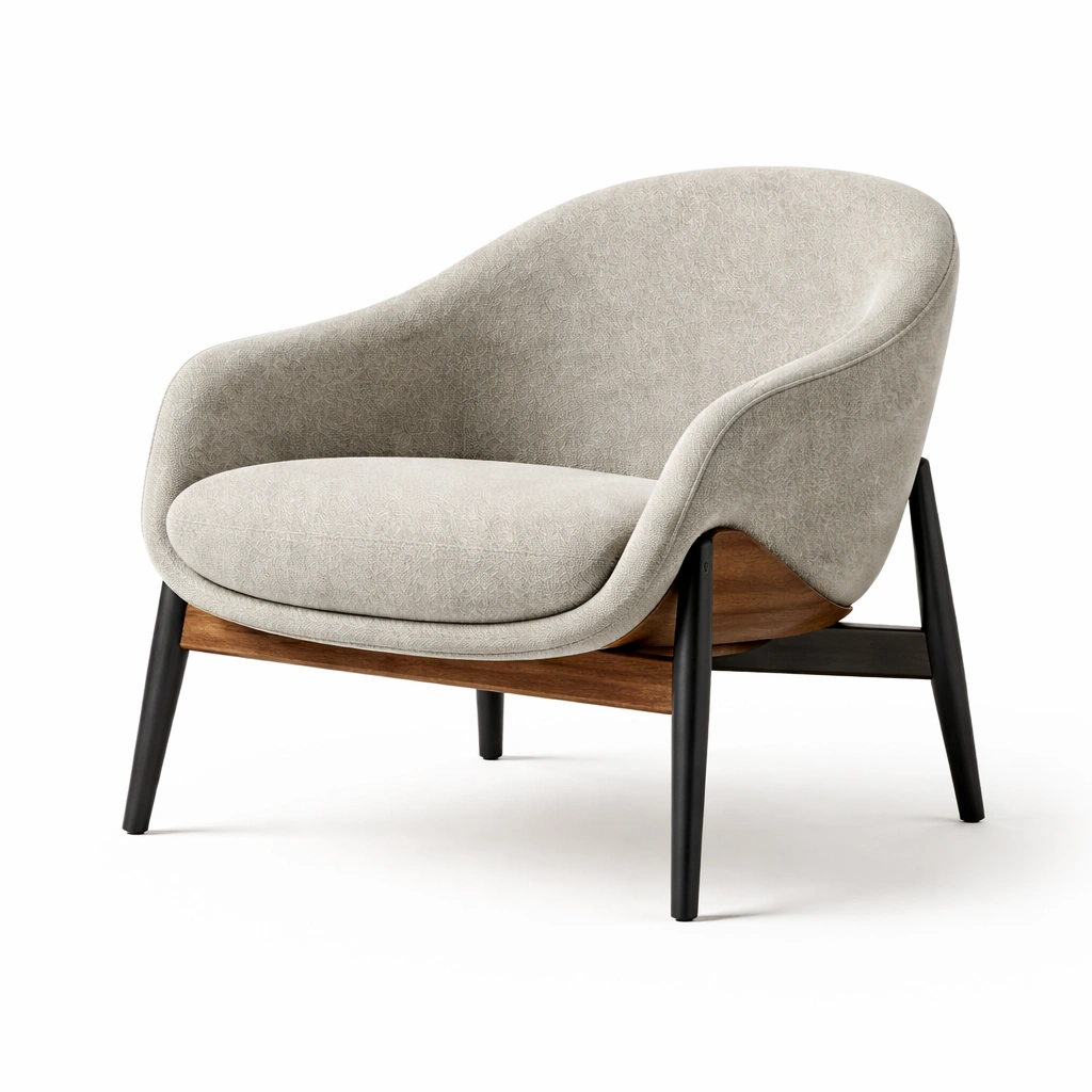 Sessel stoff beige holz metall-NESTKORA