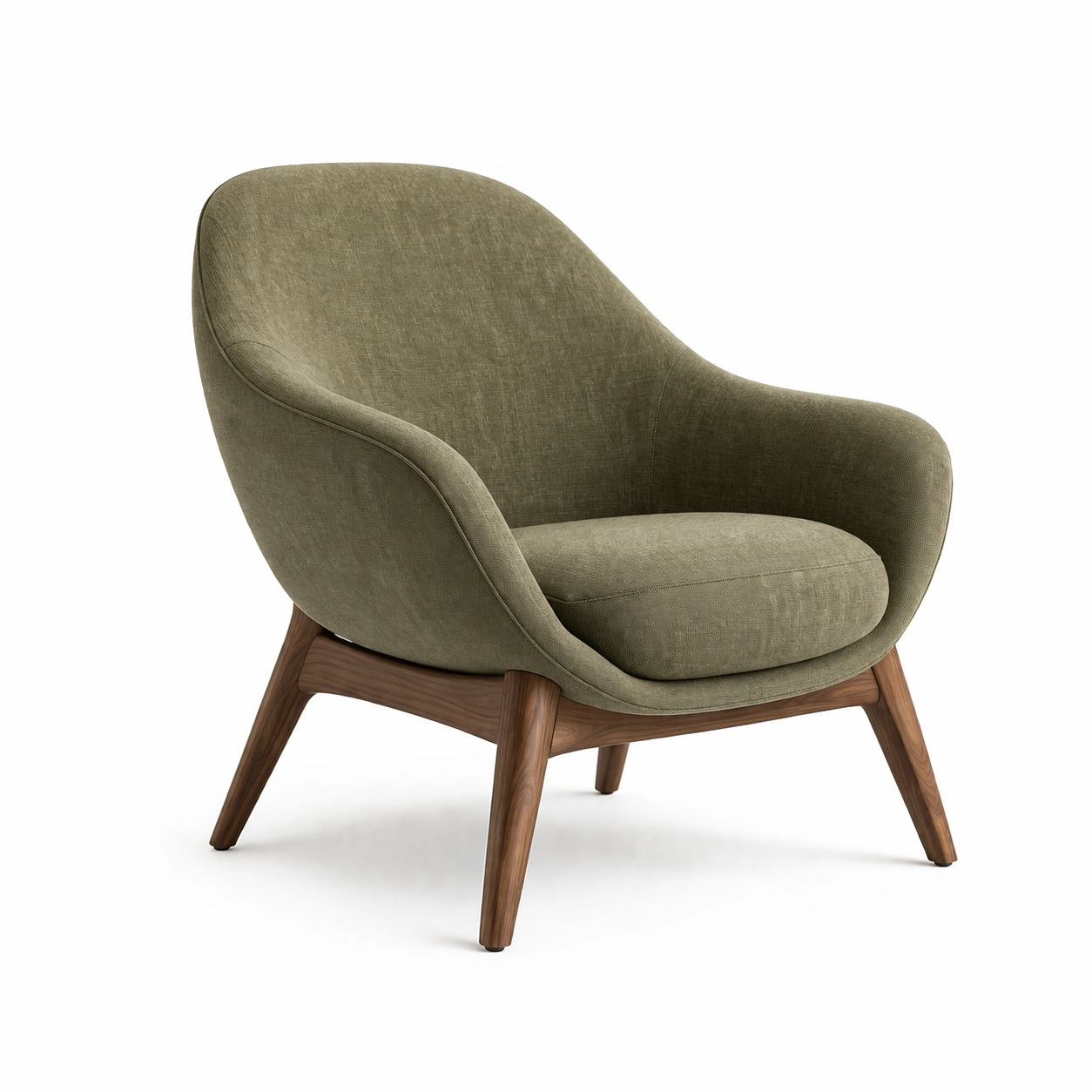 Sessel olivgrün polster mit holzbeinen-NESTKORA