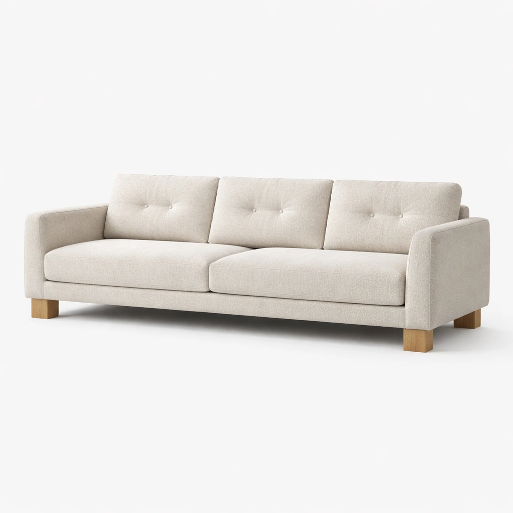 Sofa stoff massivholz beige-FURNLUMO