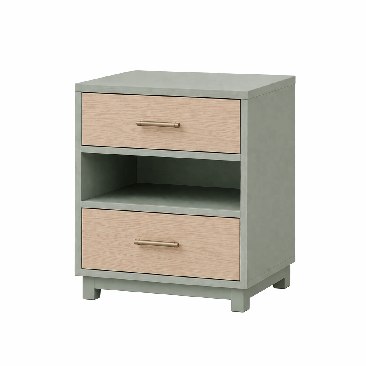 Nachttisch mdf eichenfurnier grau zwei schubladen-FURNLUMO
