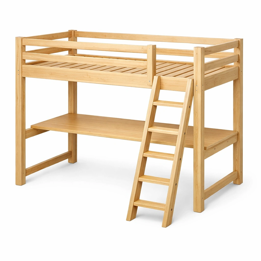 Hochbett aus kiefernholz mit leiter 200x90x180cm-FURNLUMO