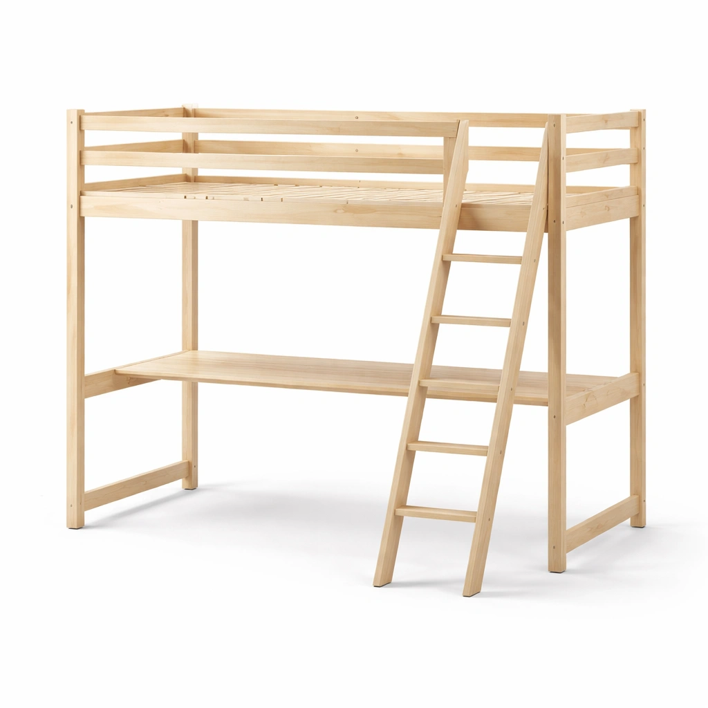 Hochbett kiefernholz natur 208x97x150 cm-FURNLUMO