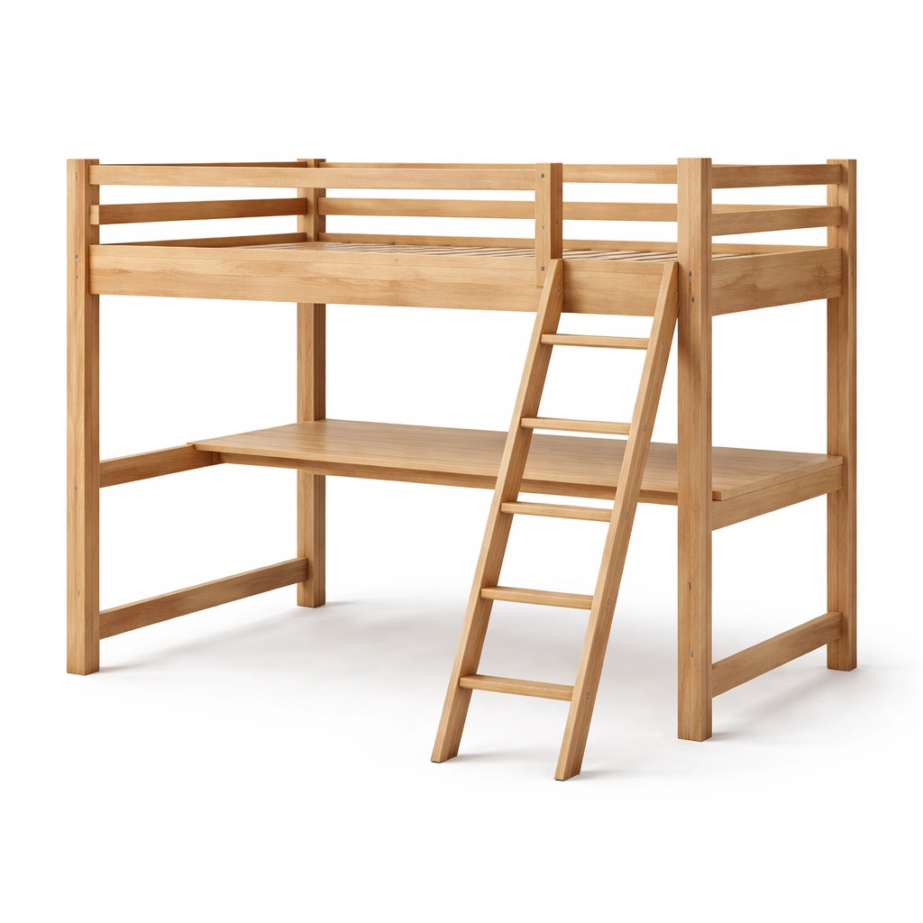 Hochbett aus eichenholz mit leiter 200x100x150 cm-FURNLUMO