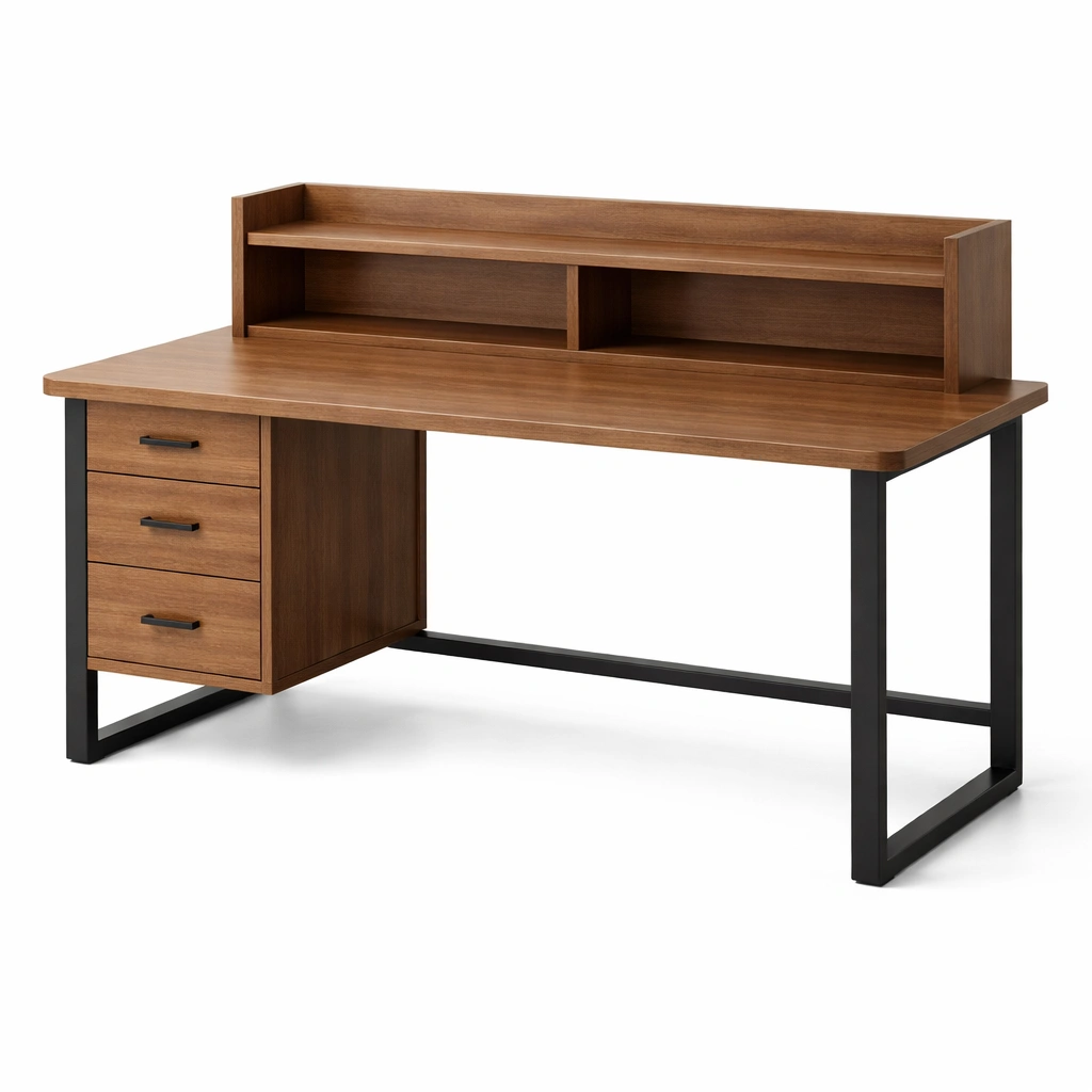 Schreibtisch holz metall 140x60x120 cm-FURNLUMO